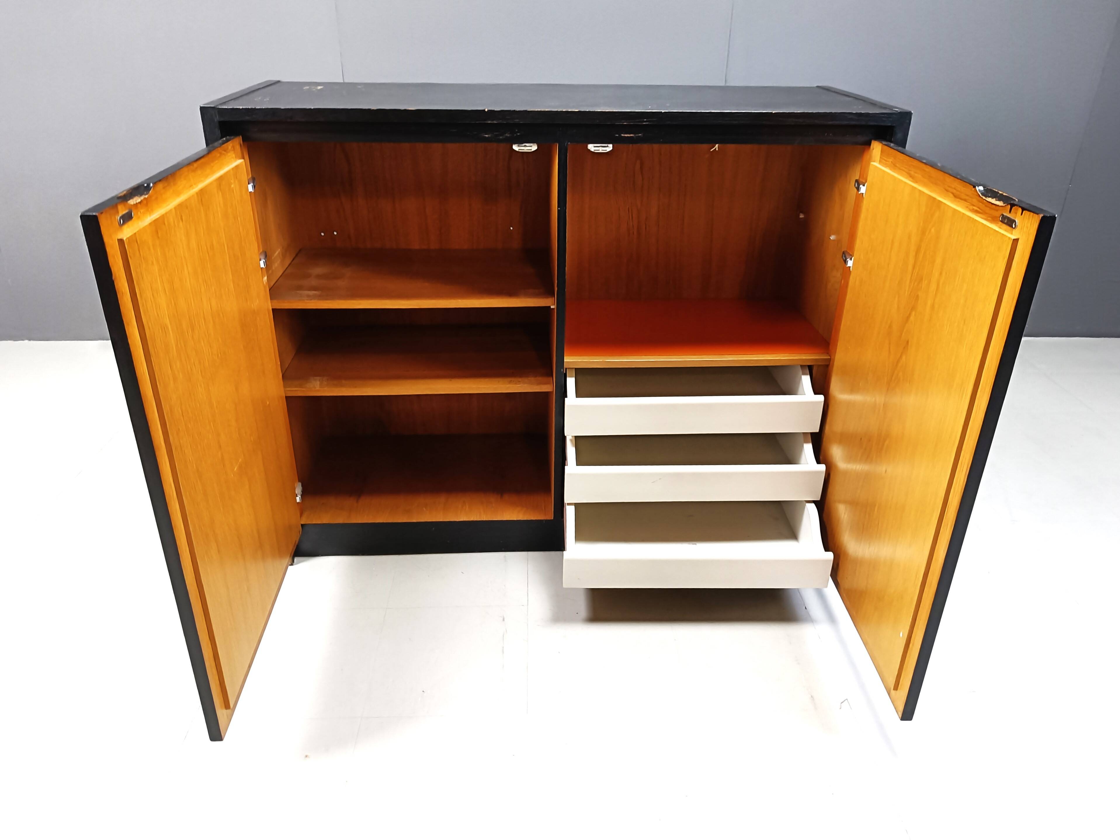 Black brutalist side cabinet, 1970s