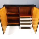 Black brutalist side cabinet, 1970s