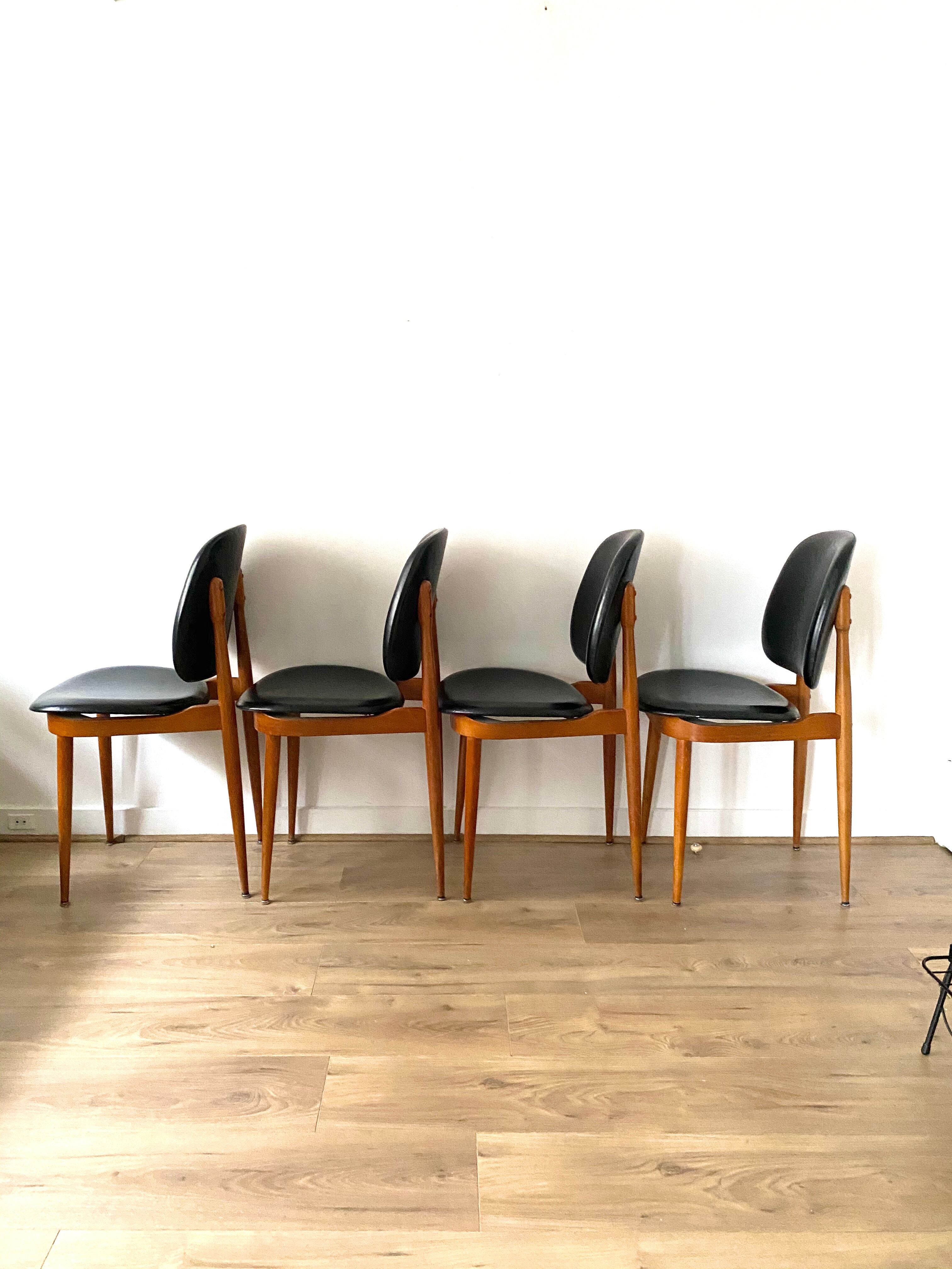 Series of four scandinavian chair model Pegasus by Baumann