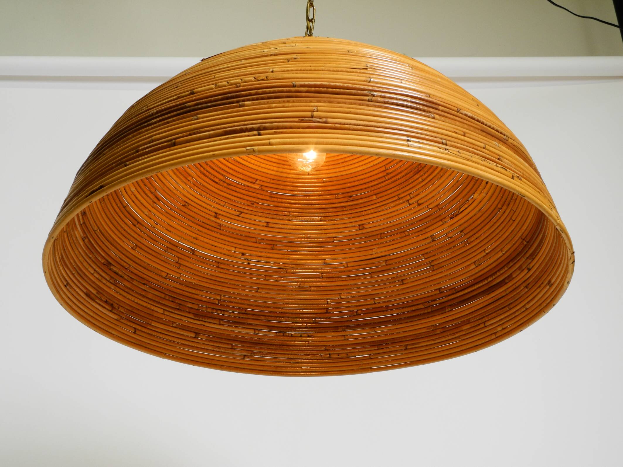 Italian 1970s bamboo ceiling pendant lamp | Ø 72 cm | Vivai del Sud