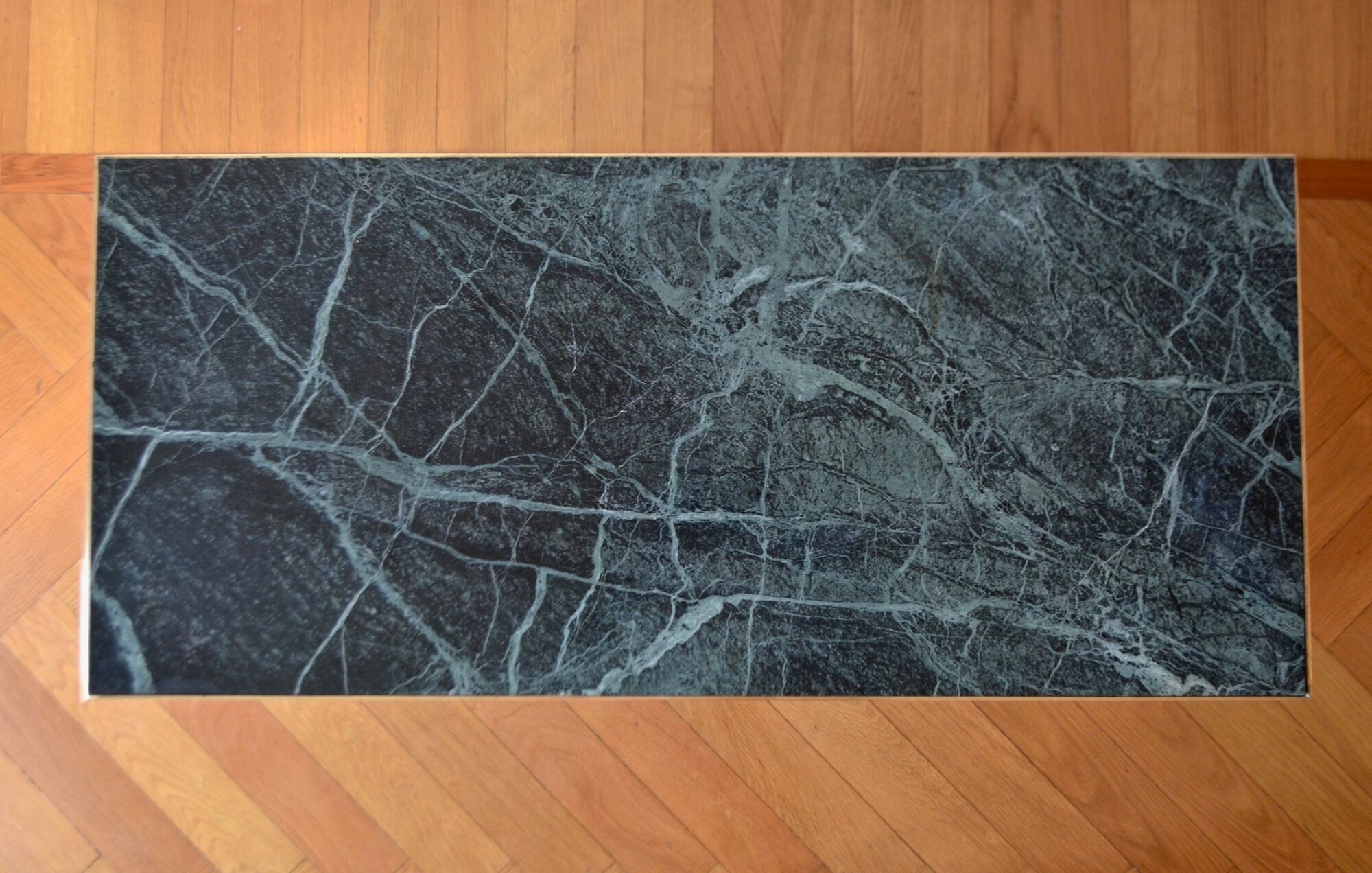 Italian green marble and brass coffee table 1950