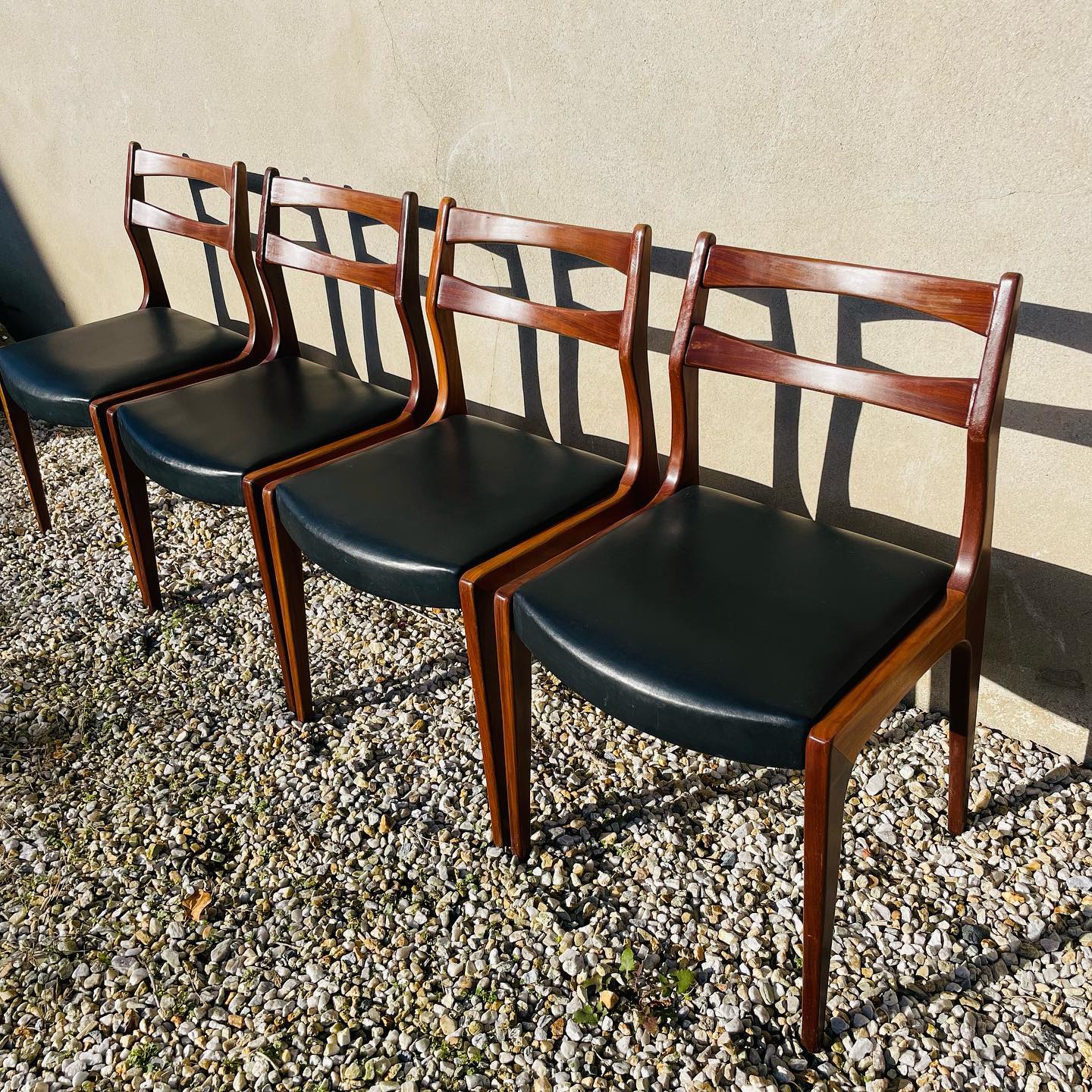 Series of 4 Danish solid teak chairs