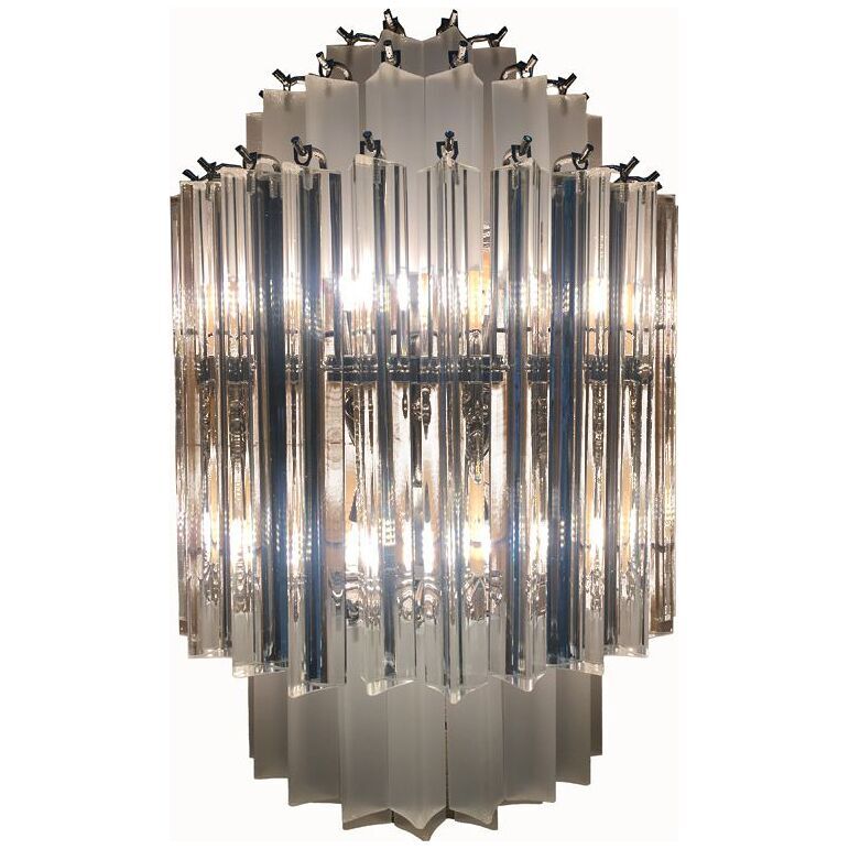 Triedro clear-sandblasted murano glass wall sconce