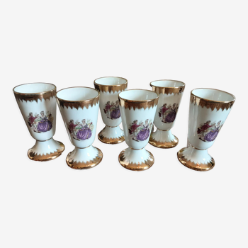 Set of 6 mazagrans porcelain France