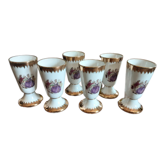 Set of 6 mazagrans porcelain France