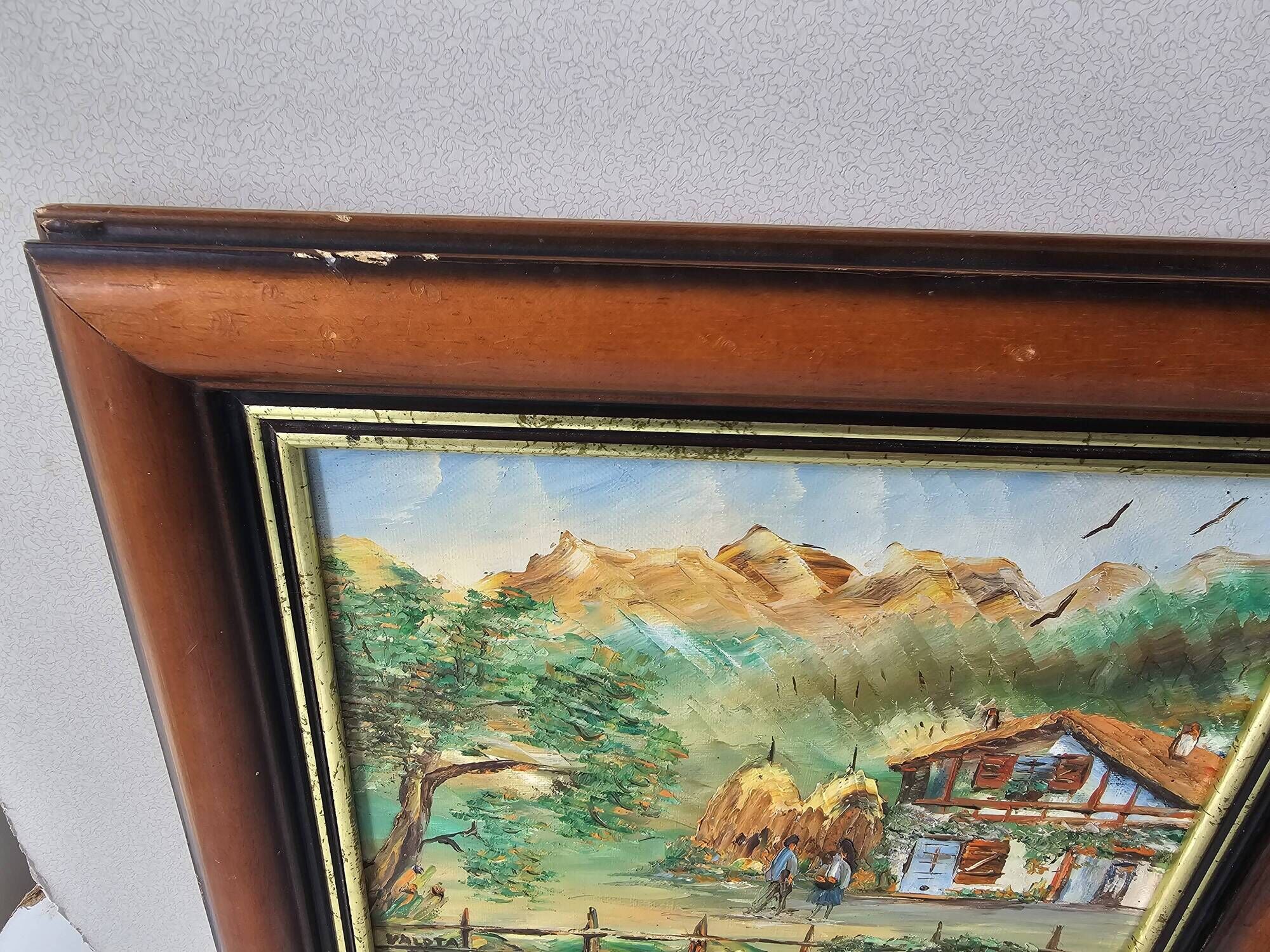 Tableau Huile sur Toile Ferme du pays Basque signé Gil Valota