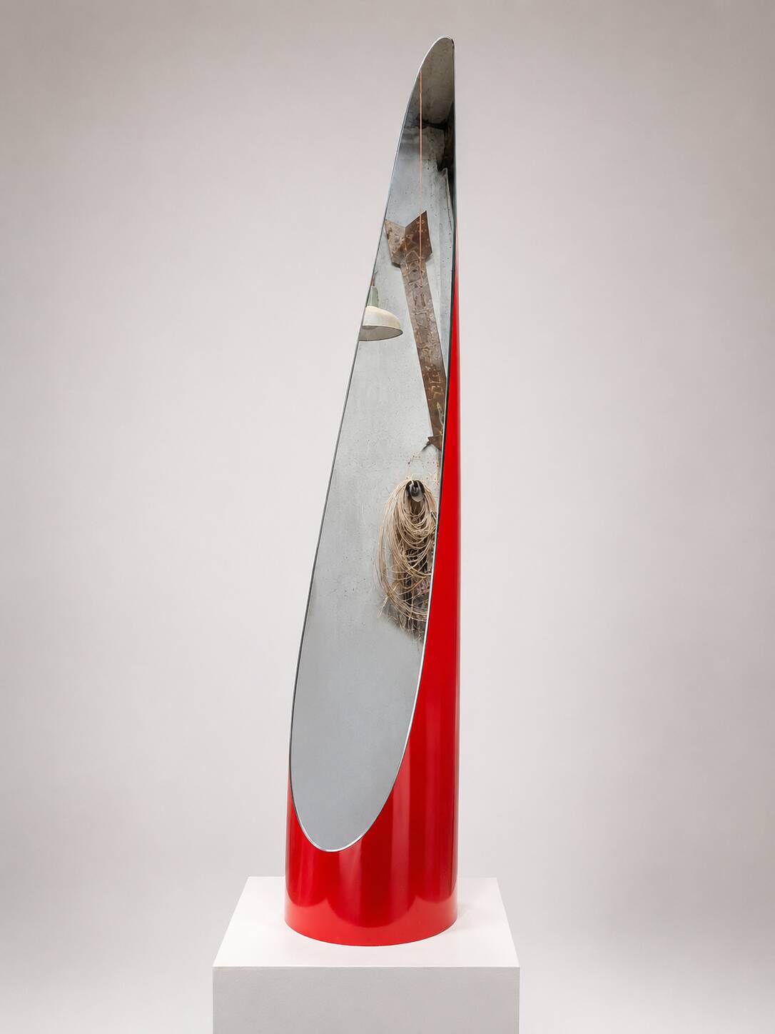 Sculptural mirror Space Age red lacquered — Italy, 1970s