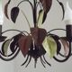 French Vintage 5 Light Brown & Green Tied Boquet Leaf Chandelier