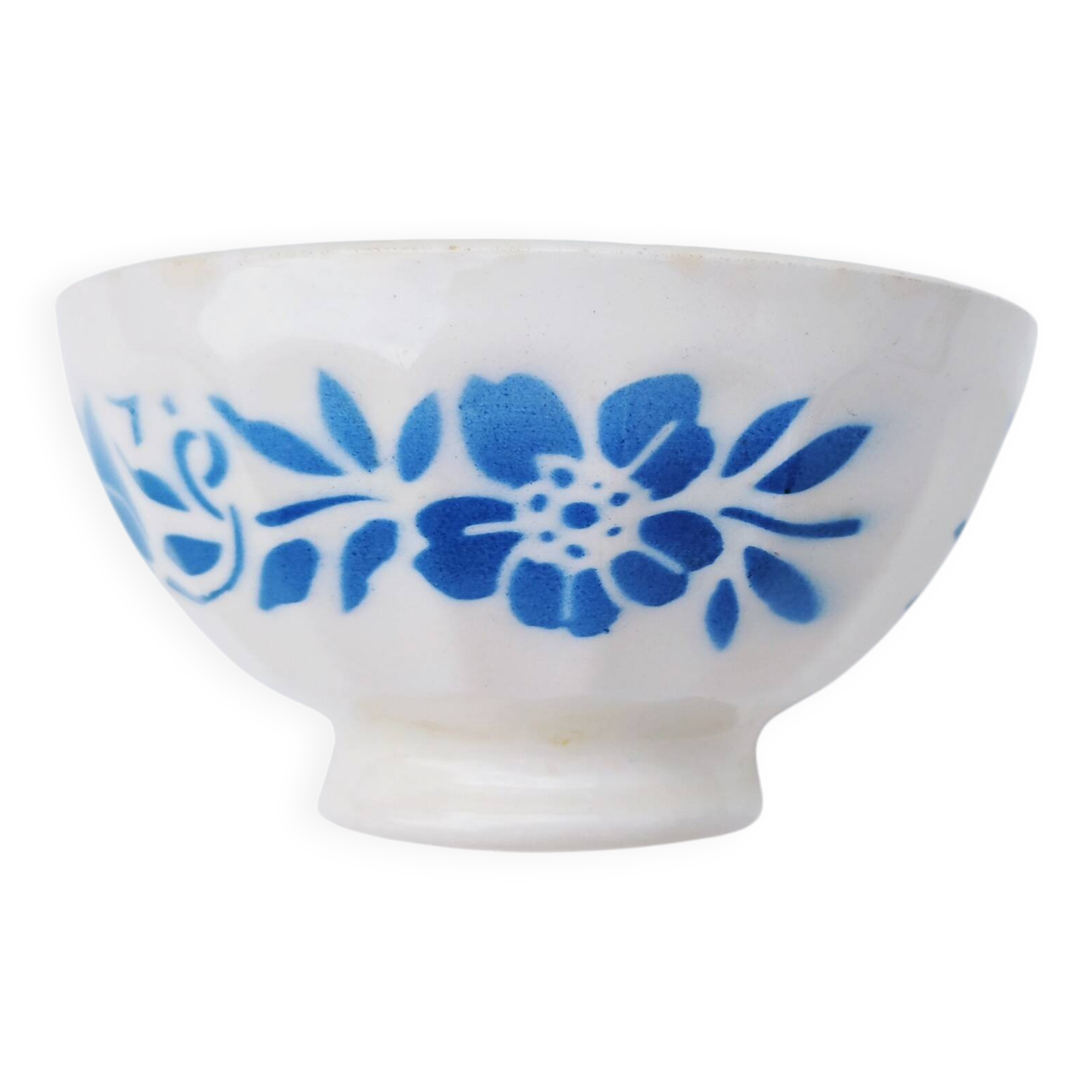 Vintage blue floral decor earthenware bowl