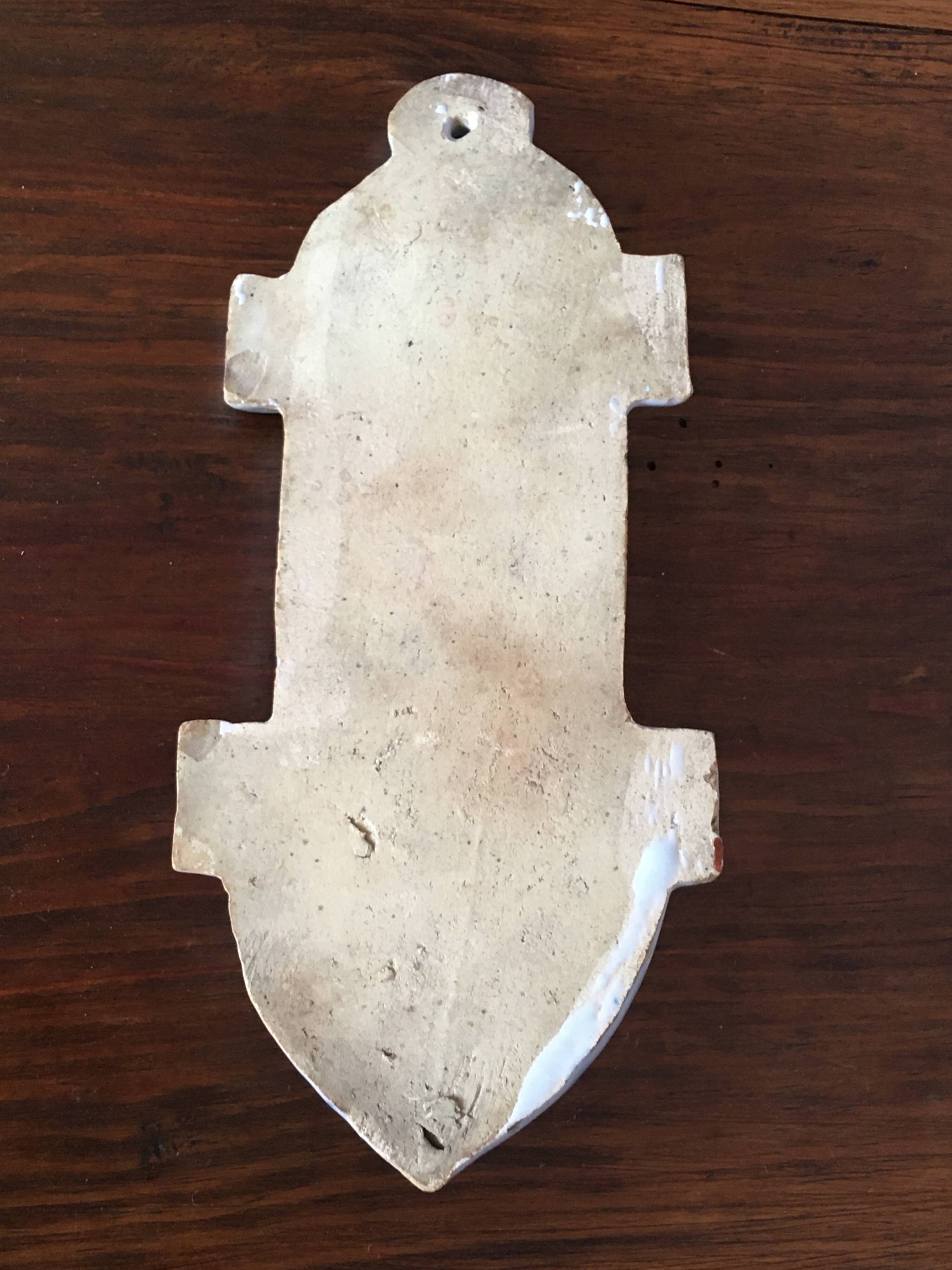 19th century earthenware holy water font