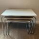 Trio of vintage nesting tables in Formica and chrome metal