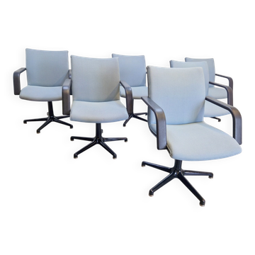 Chaises de bureau pivotantes vintage Channel par Geoffrey Harcourt pour Artifort, années 1980, ensemble de 6