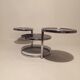 3-plate swivel coffee table in 1970s glass and chrome