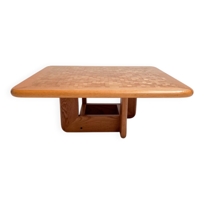 Table basse en mosaïque de hêtre incrustée, années 1970