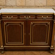 Important mahogany support table with gilded bronze – Marble top
