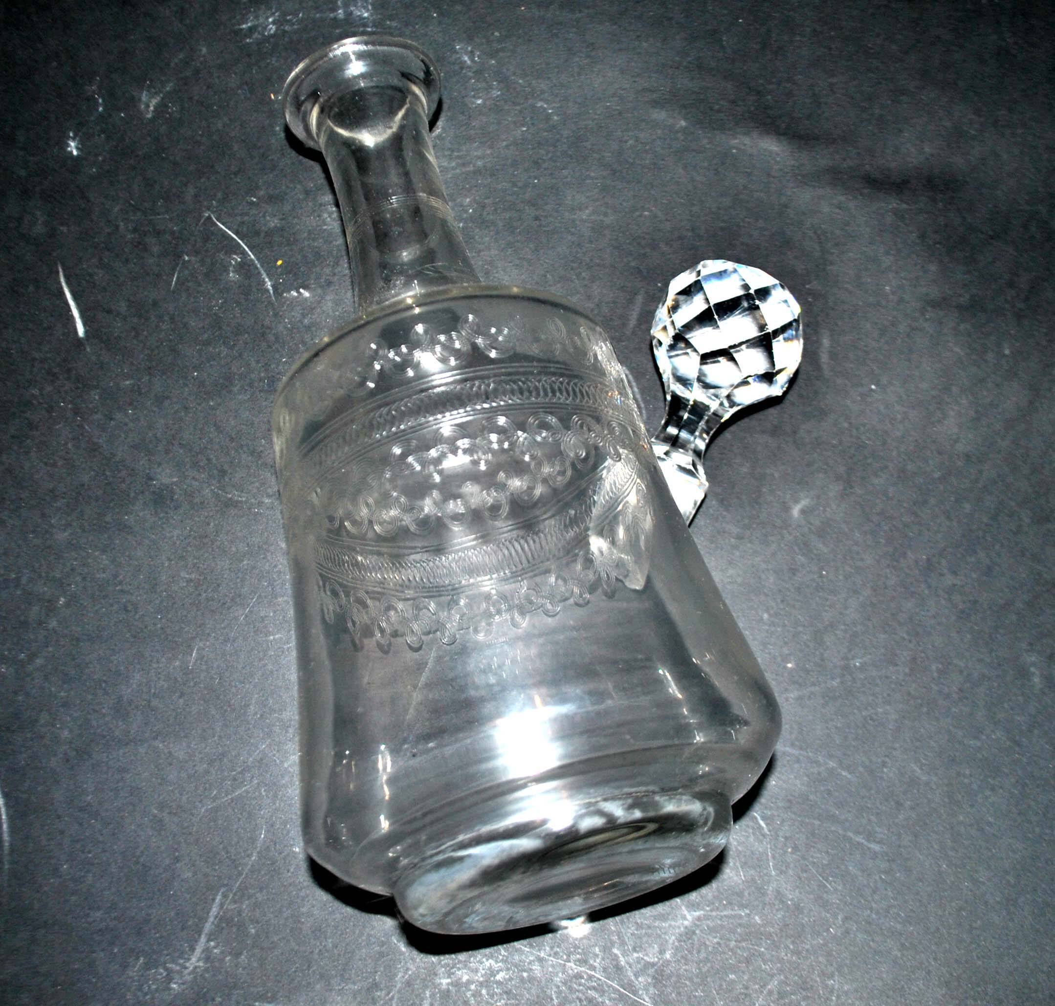 Old acid-etched crystal carafe