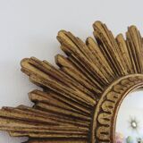 Golden sun mirror witch eye years 60 70 - 25x25cm