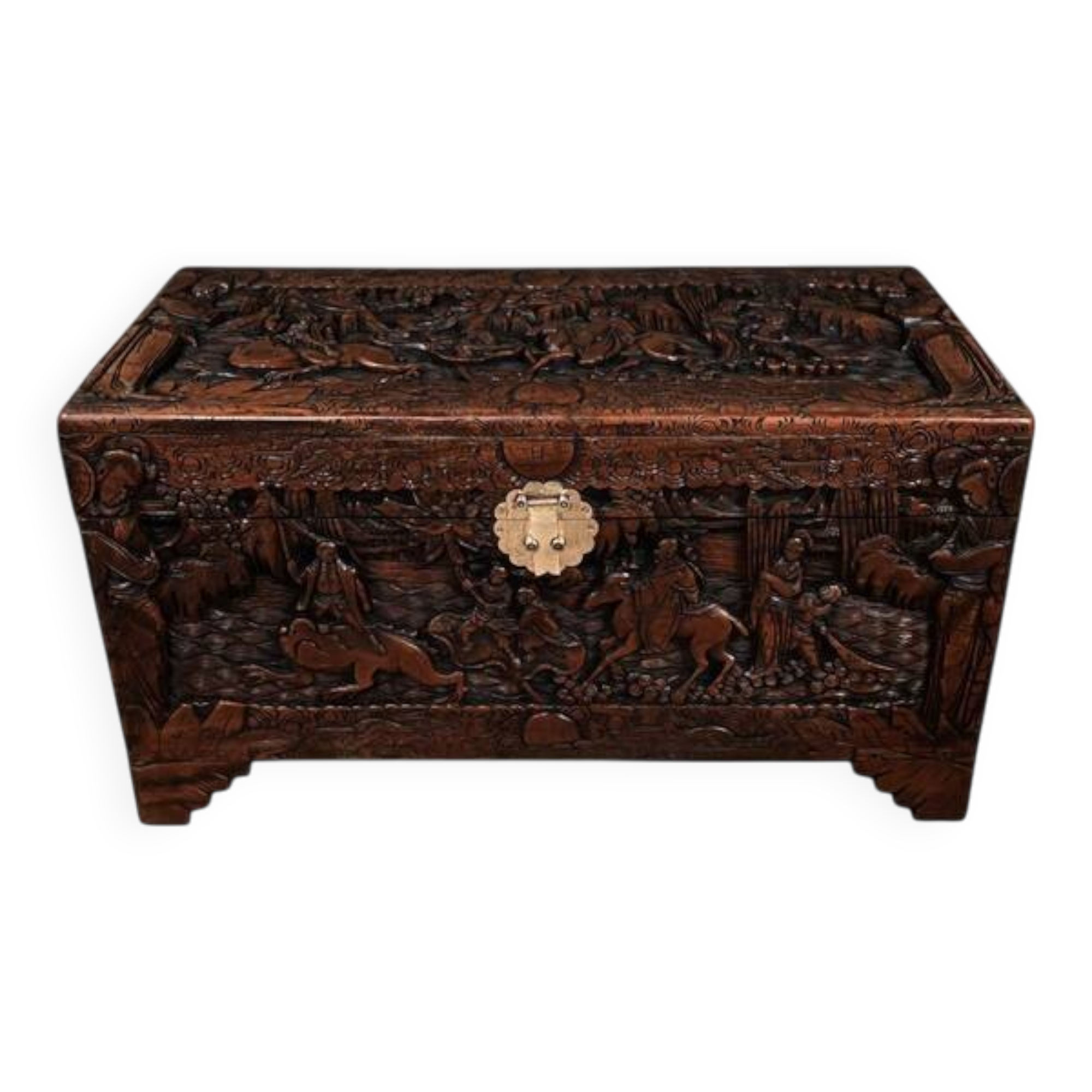 Large Camphor Wood Carved Chest, China – Mid 20th Century