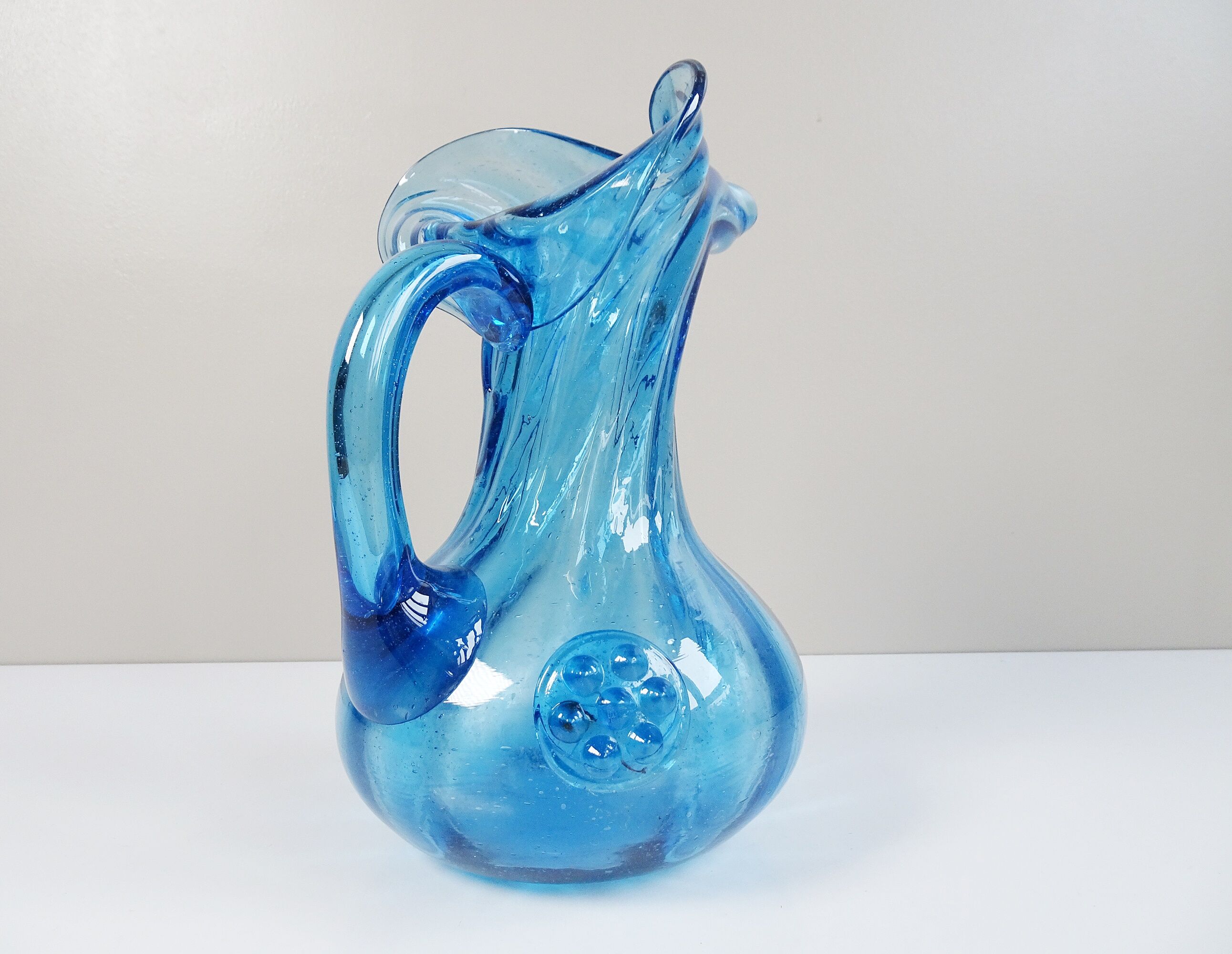 Blue glass art vase