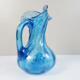 Blue glass art vase