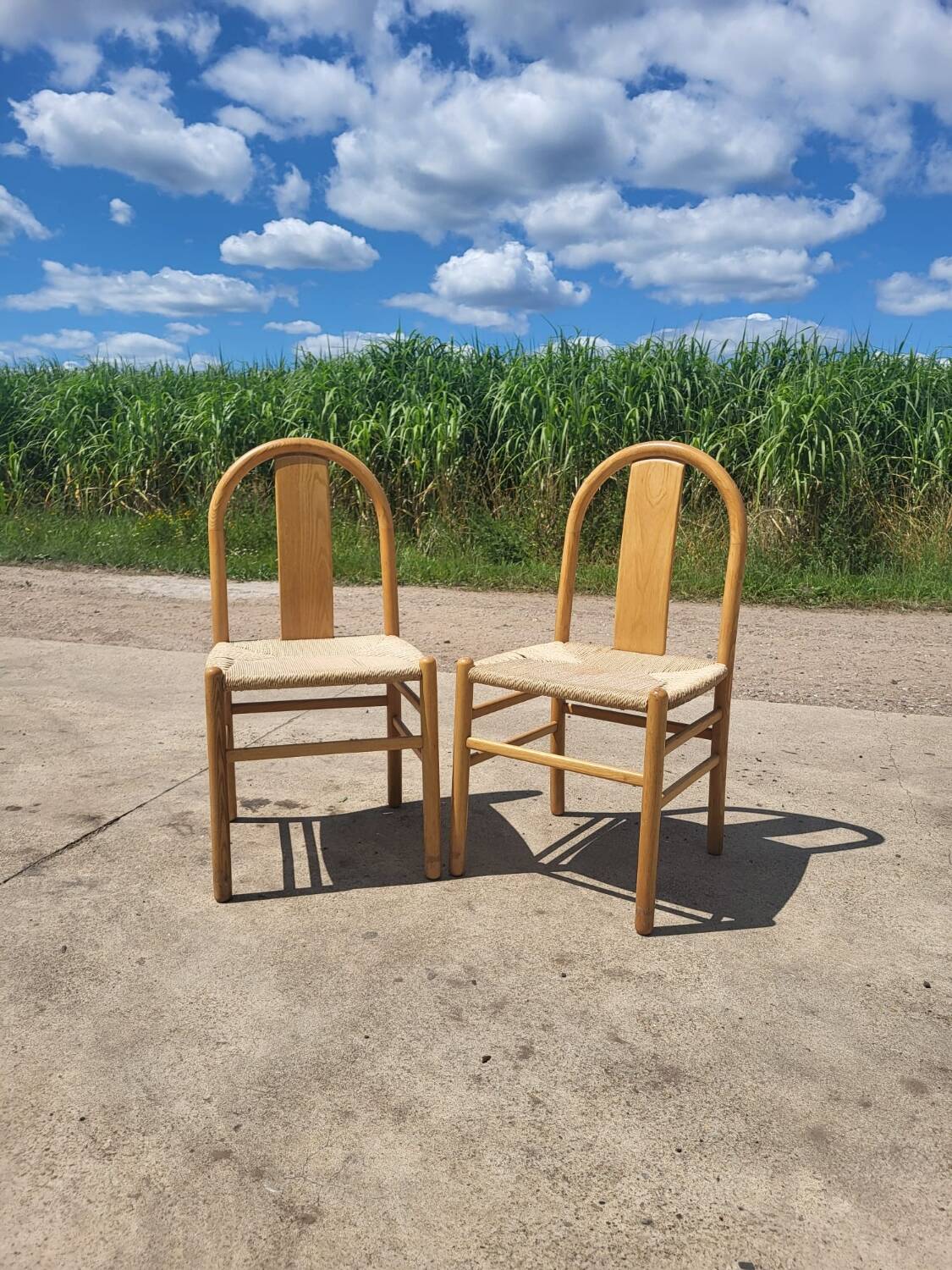 Set 2 Annig Sarian Thalia Italy beech papercord dining chair