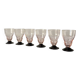 6 petits verres à vin ou à eau art déco rose et pied noir 8 cl