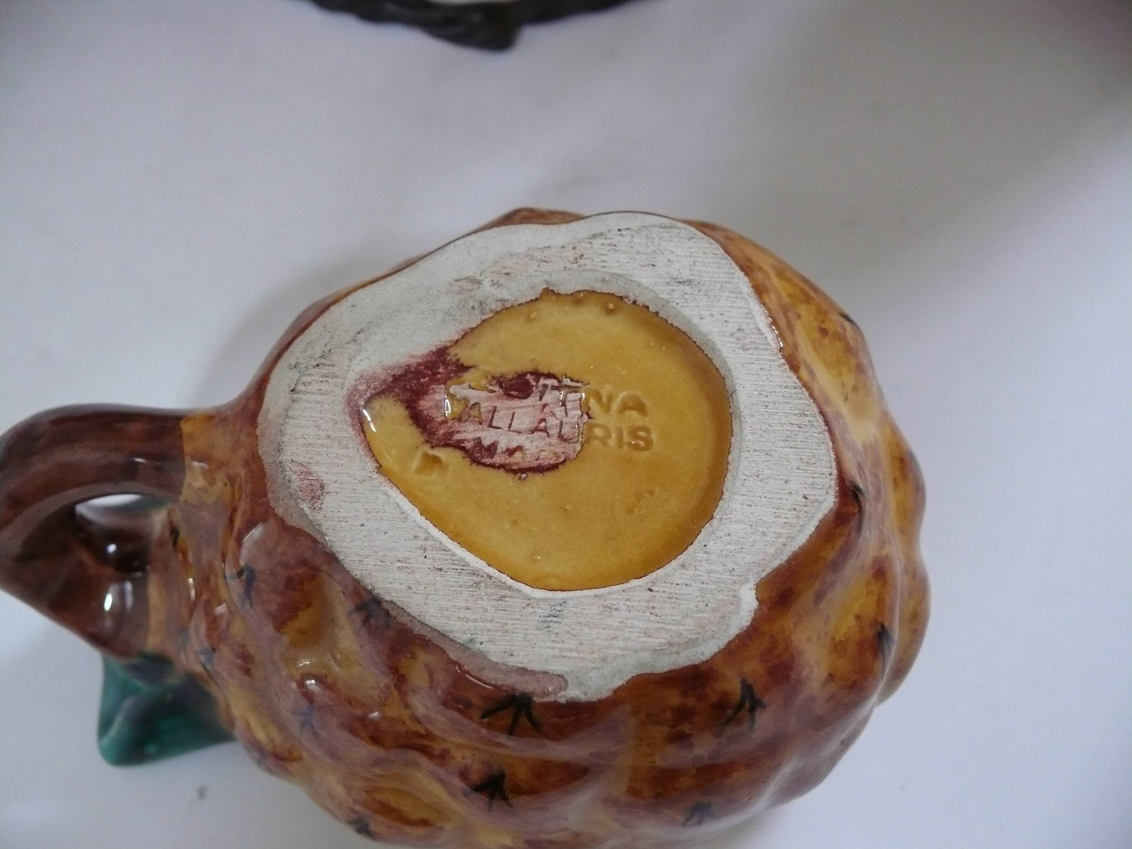 Pineapple-shaped punch set in Vallauris ceramic.