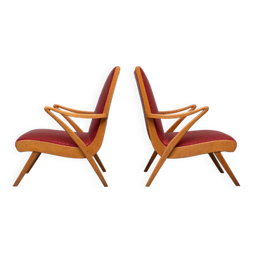 Chaise Lounge Rock & Roll en forme organique avec nouveau revêtement Polka Rouge 1950