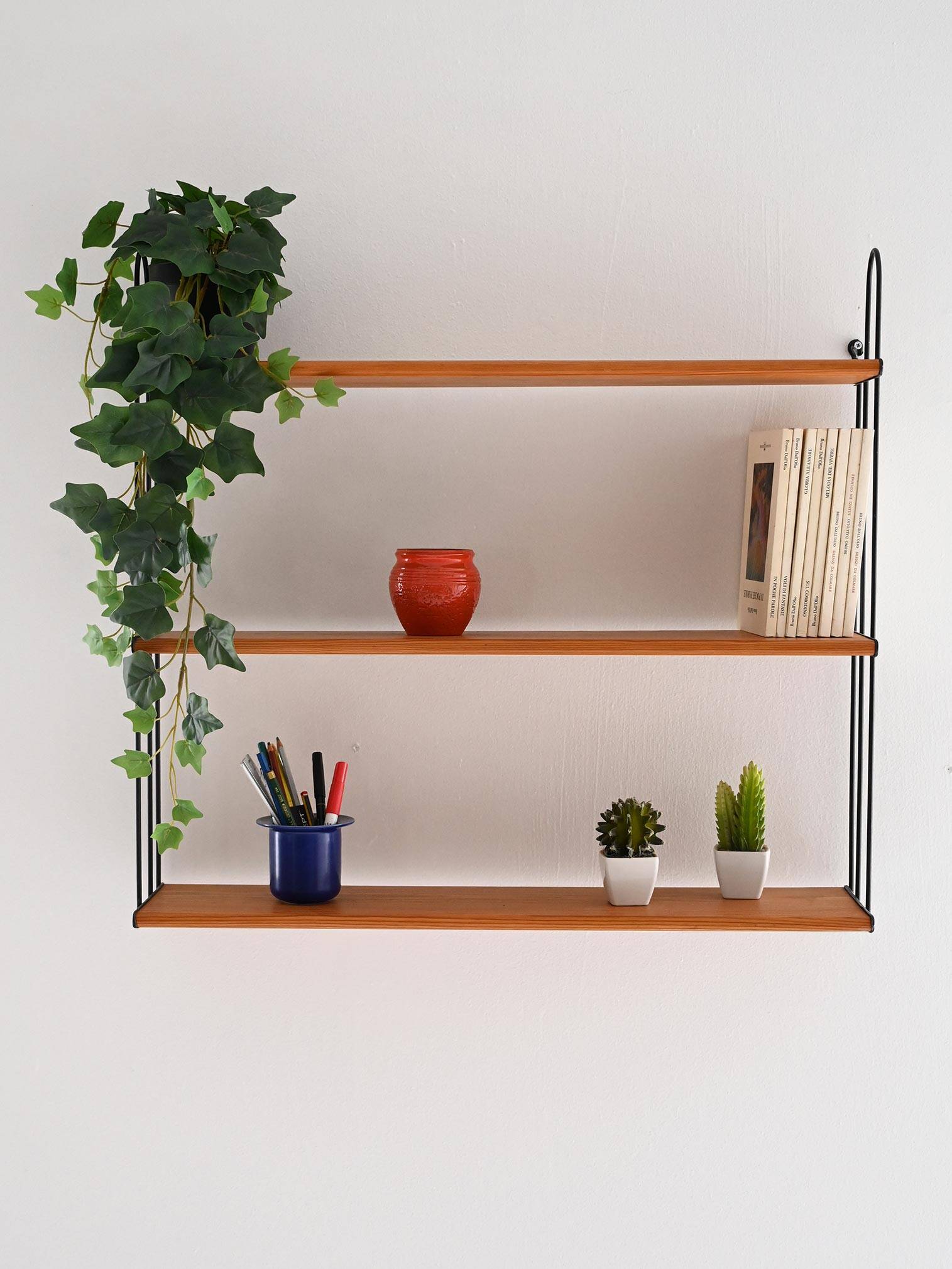 1960s vintage Scandinavian “Hylla” shelf in oak and metal