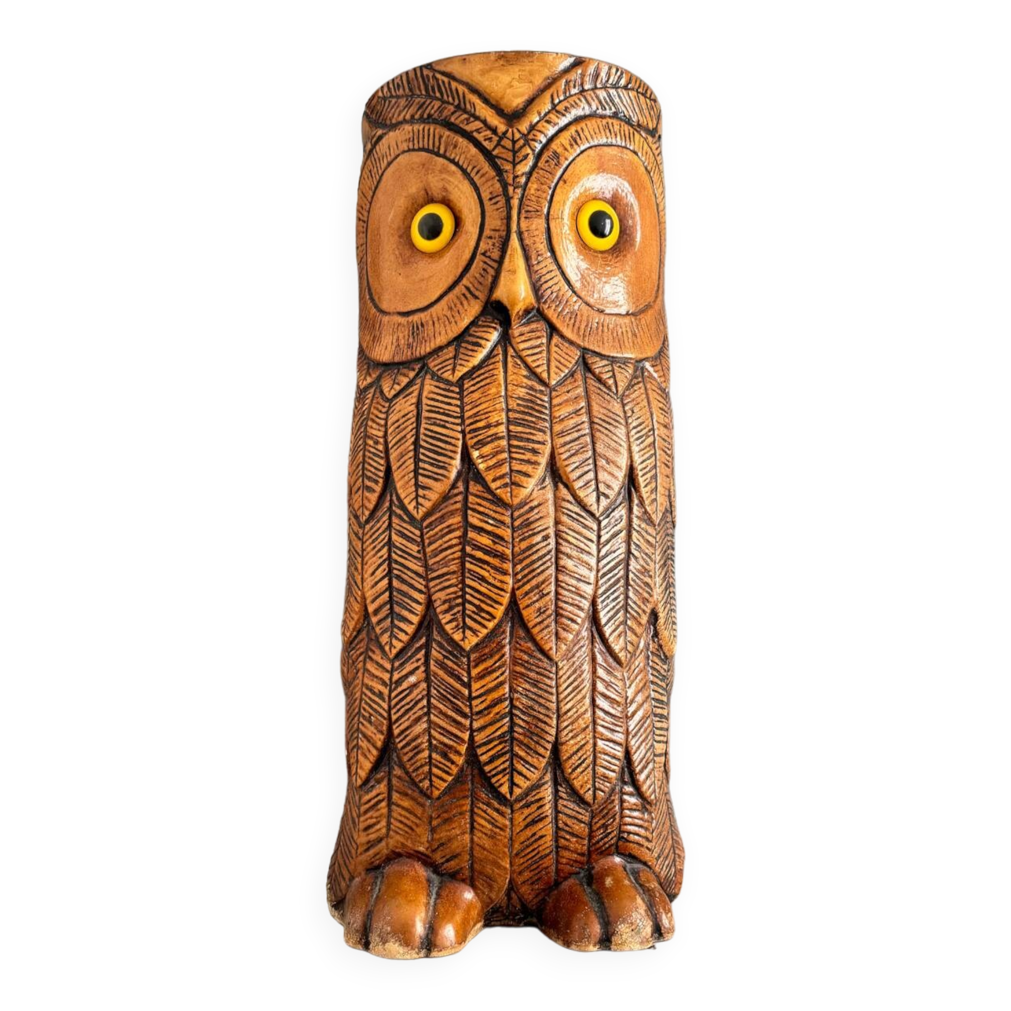 Vintage carved wooden umbrella stand