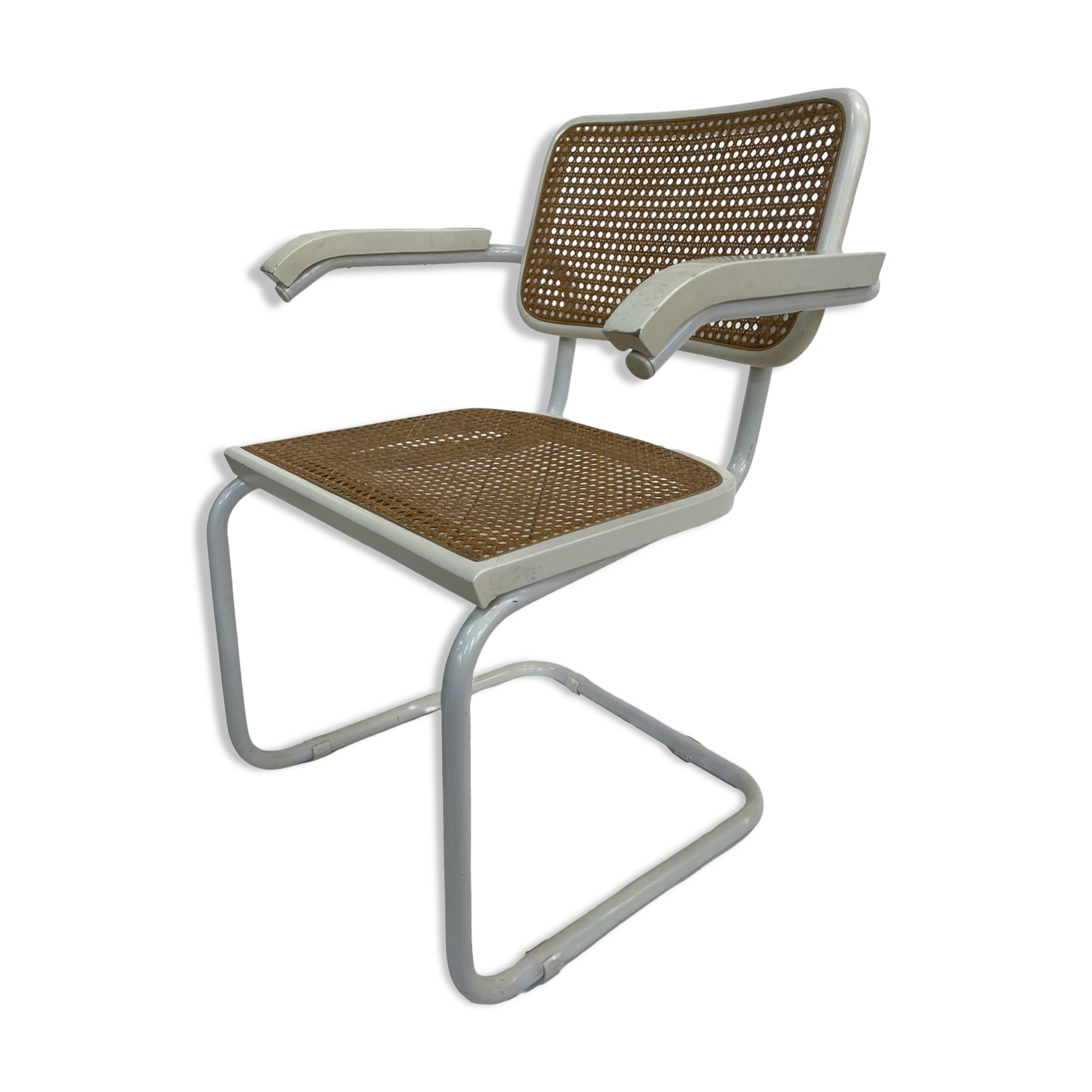 Cesca Chair model with armrest in white