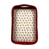 Red wicker serving basket deco fruits