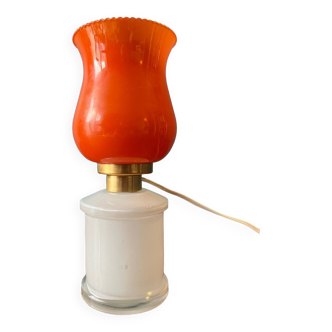 Table lamp in white and orange opaline glass