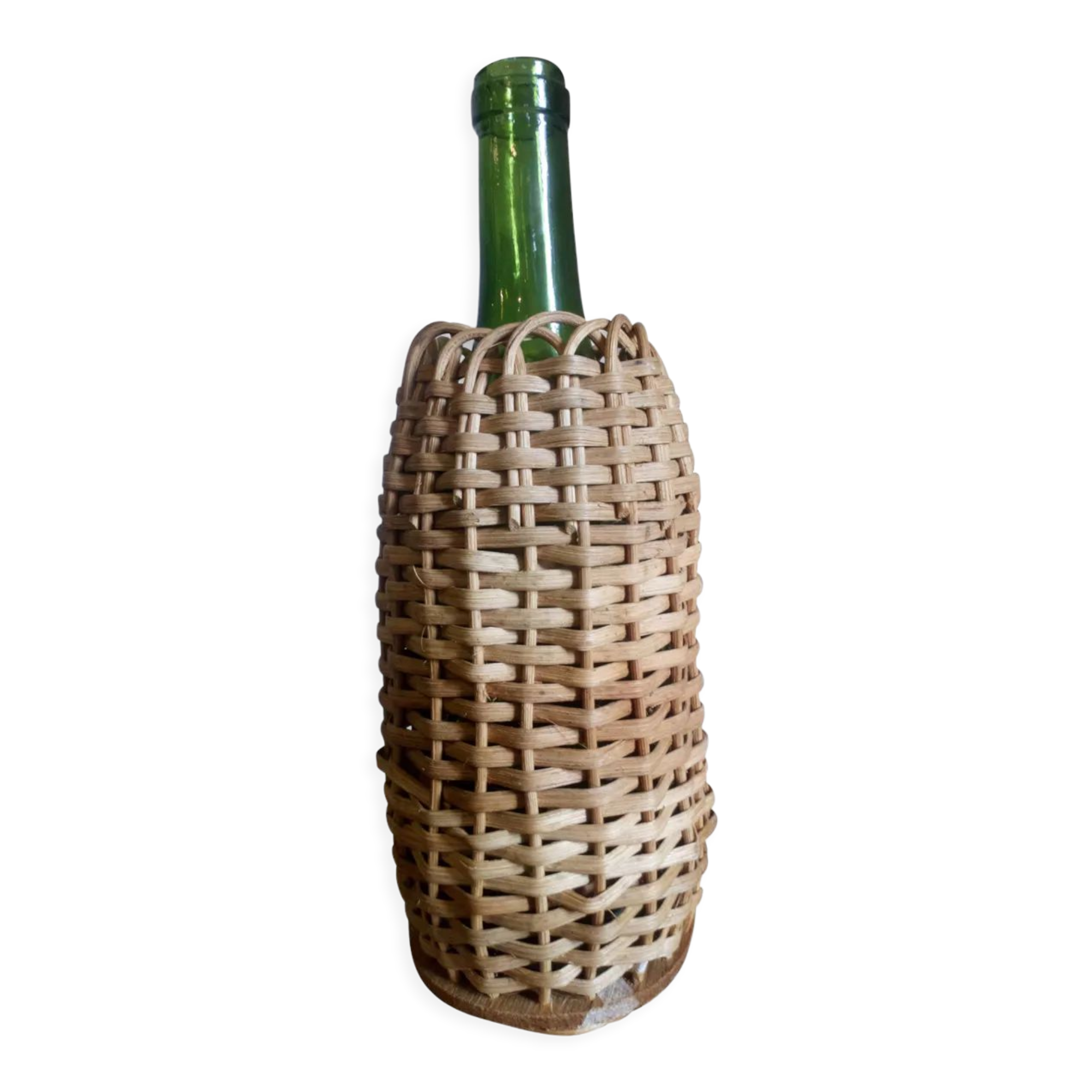 Bottle in a rattan basketry 50s