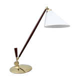 Poul Dinesen - Th. Valentines. Teak And Brass Table Lamp, Mid-20th Century