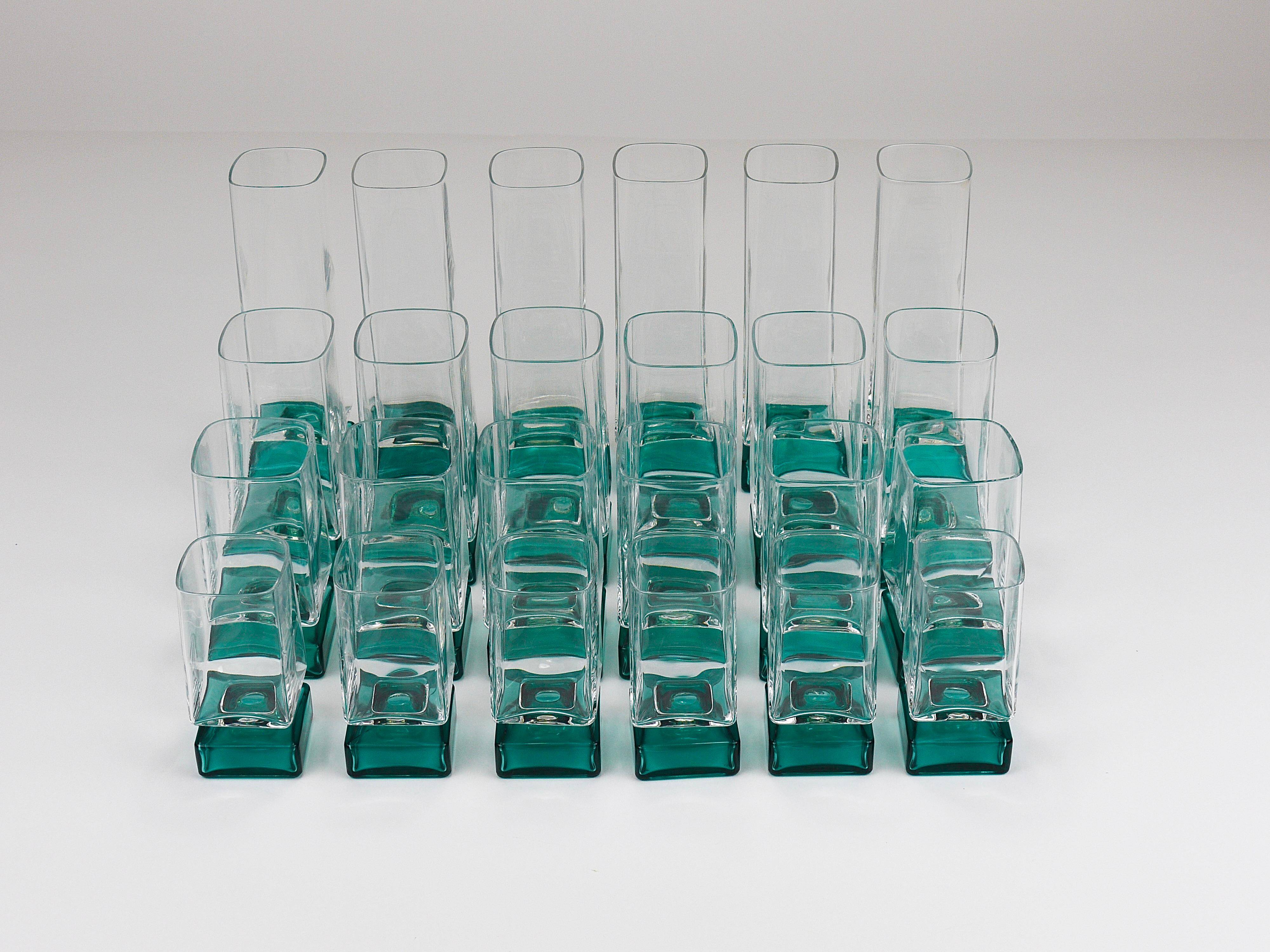 Set of 24 Luigi Bormioli Postmodern Light & Music Monet glasses, Italy, 1980s.