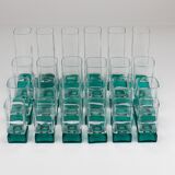 Set of 24 Luigi Bormioli Postmodern Light & Music Monet glasses, Italy, 1980s.