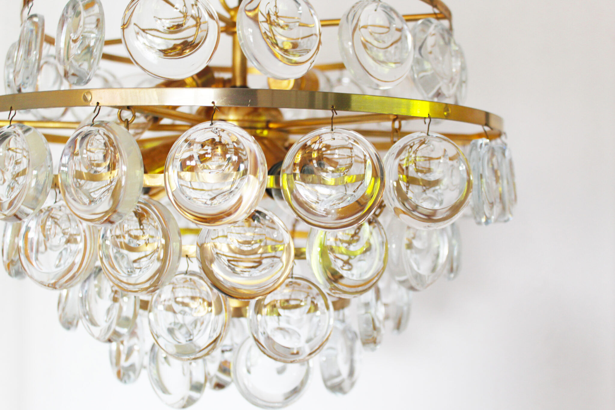 Stunning Crystal Glass and brass Chandelier by Palwa