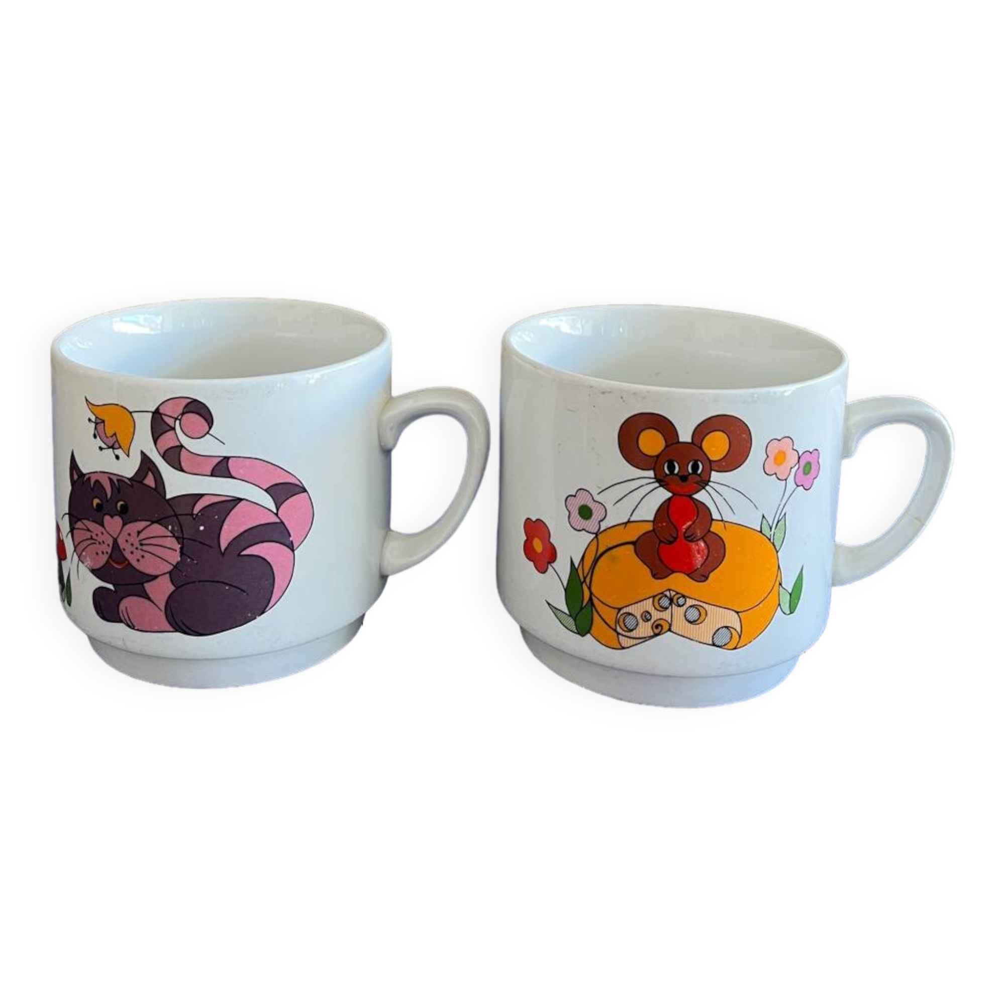Monopoly ceramic cat/mouse mug duo