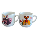 Monopoly ceramic cat/mouse mug duo