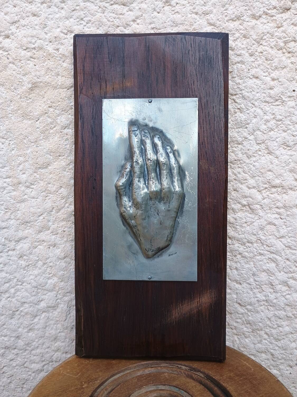 Contemporary decorative painting in wood and aluminum hand signed 1970