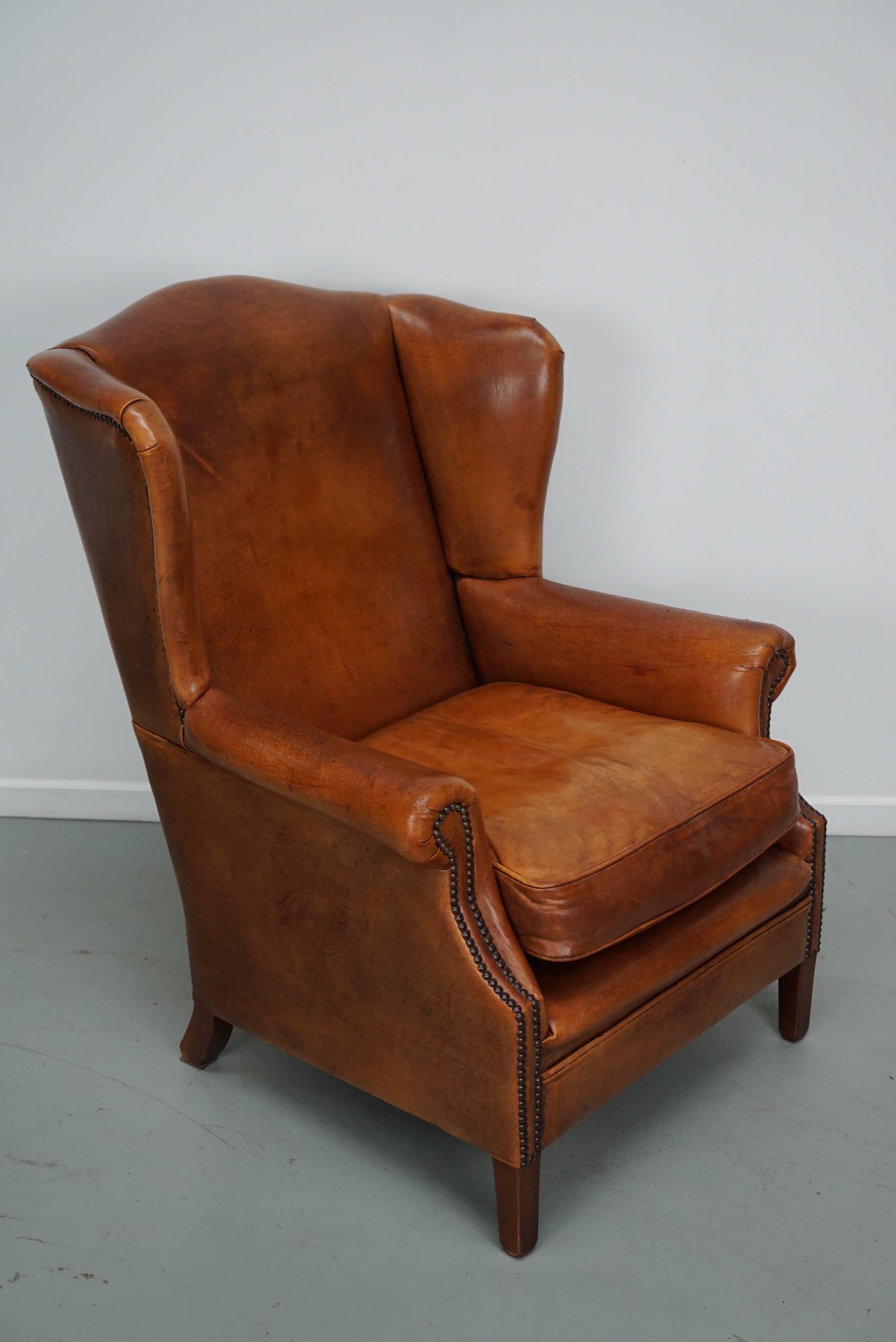 Vintage Dutch Cognac Colored Leather Club Chair