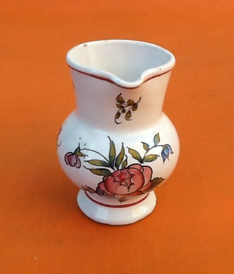 Milk jug XIXth polychrome ceramic floral decoration