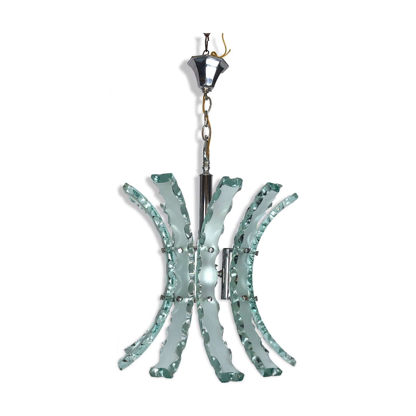 Mid-century Italian cut glass chandelier by Zero Quattro