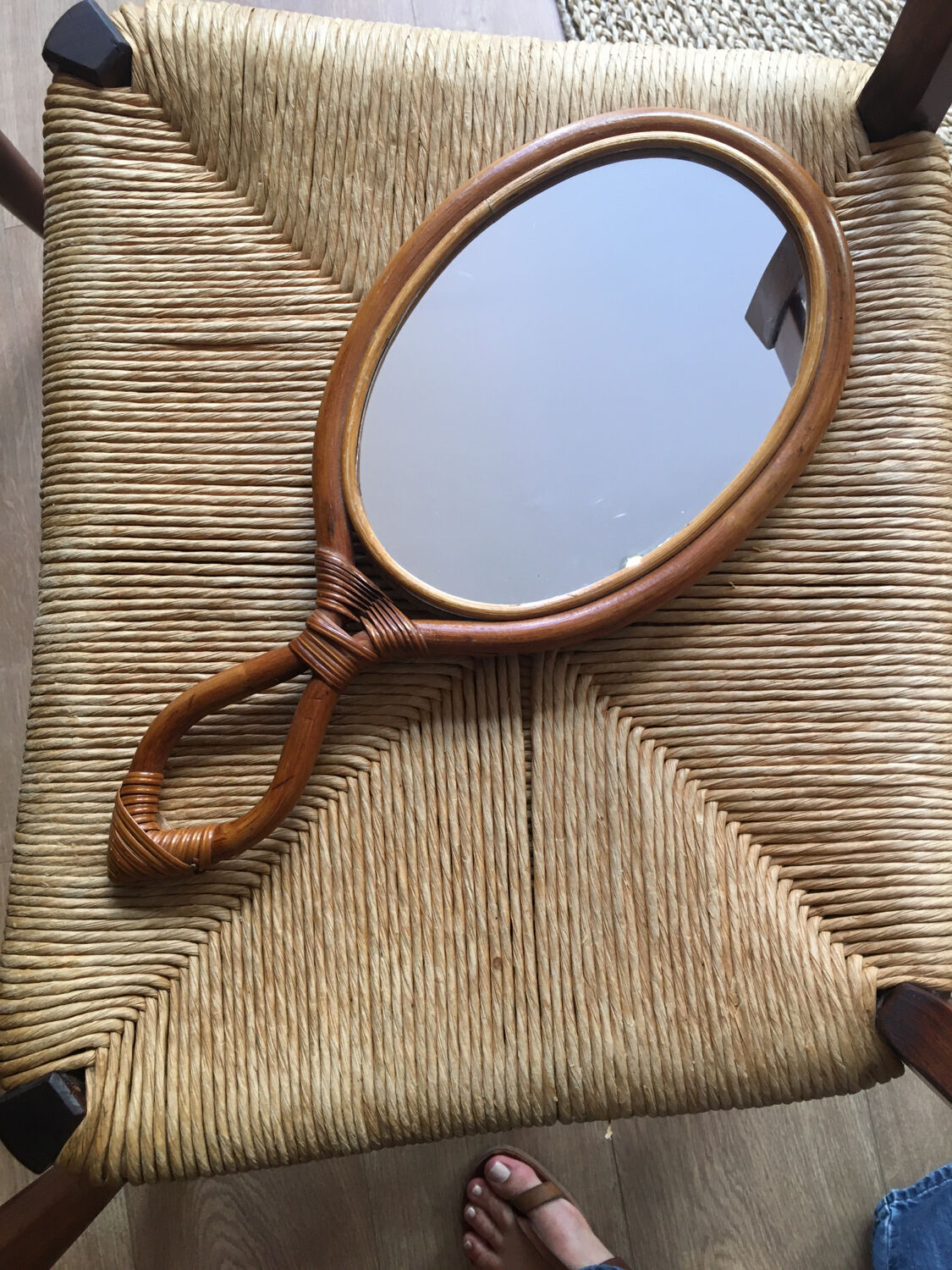 Vintage rattan mirror