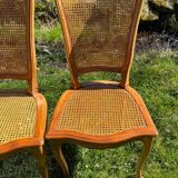 4 caned chairs in cherry wood – Louis XV style