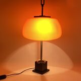 Oscar Torlasco, orange glass table / desk lamp, Prod. Lumi, 1960 ca.