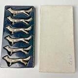 6 Vintage Silver Metal Knife Rests - Elegant Fox Design