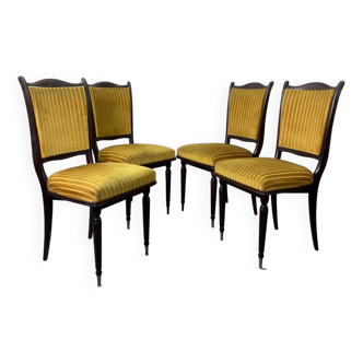Ensemble de 4 chaises velours jaune