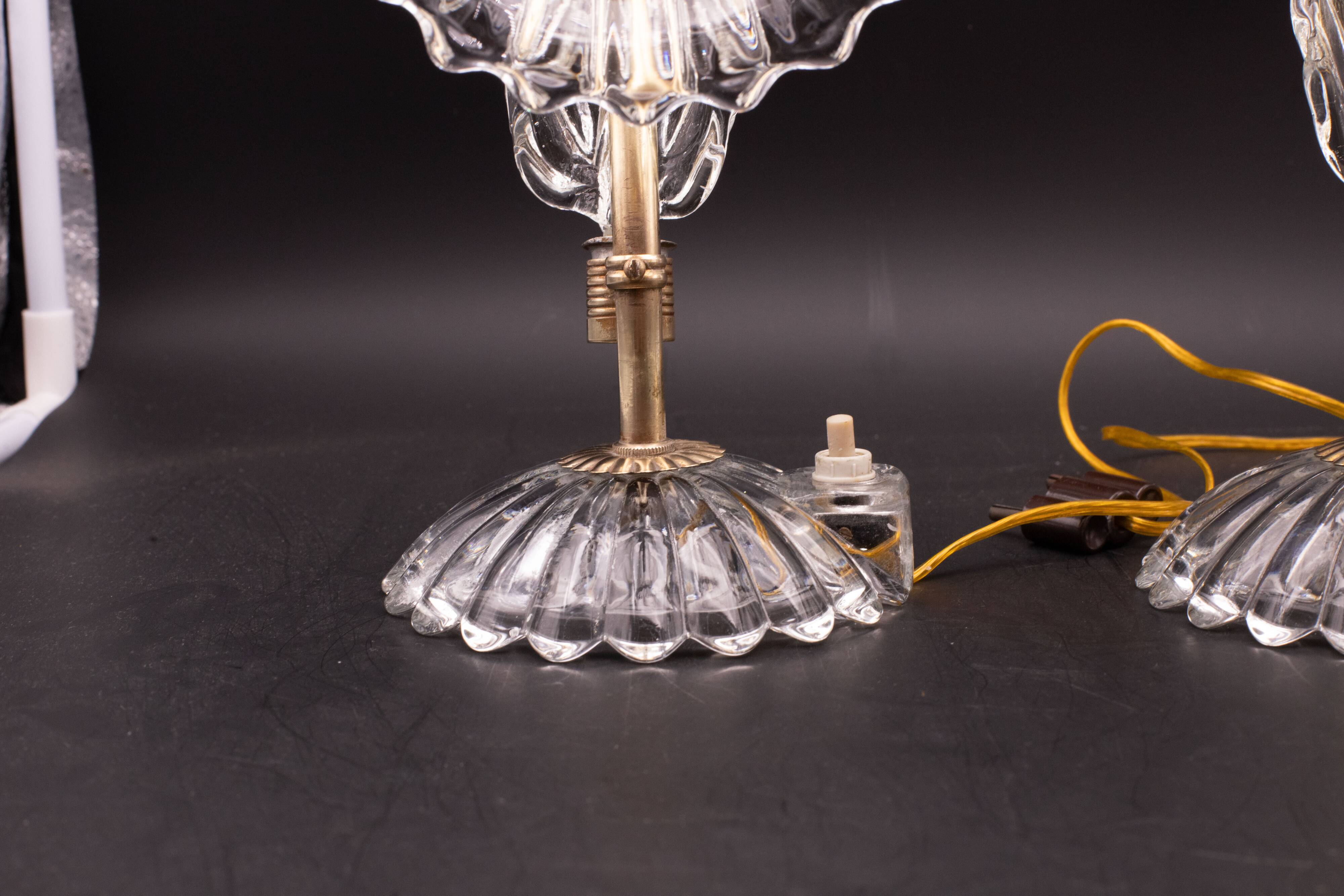 Set of 2 Art Decò Murano Glass Barovier e Toso style Table Lamp, 1940